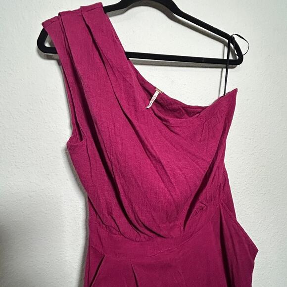 NEW Free People Avery Jumpsuit One Shoulder Magenta Pink Sz 6 Small Modern Muse - Picture 6 of 11